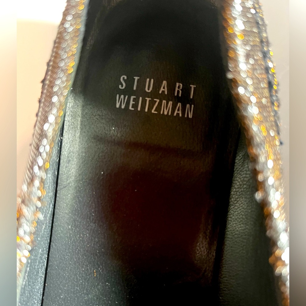 STUART WEITZMAN Women's 'Guy Thing' Metallic Lurex Tassel Slip-ons Loafers 7.5M - Picture 3 of 9